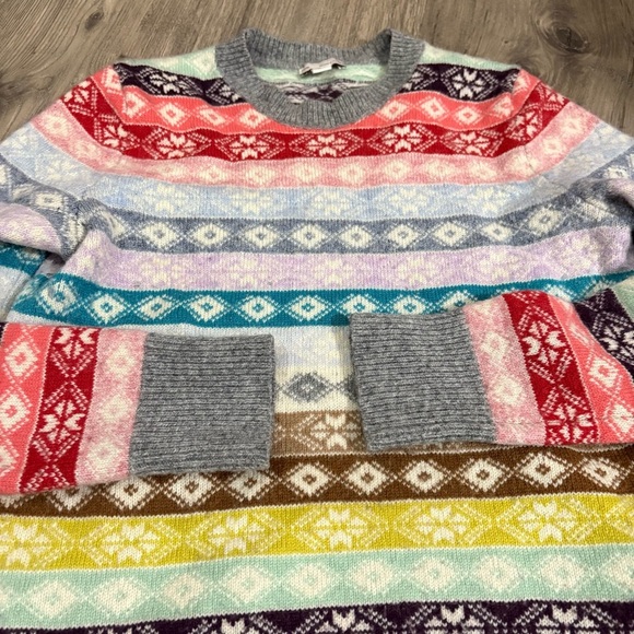 Gap Women's S Fair Isle Striped Pullover Sweater Multi-Color Lambs Wool Blend - Picture 8 of 10